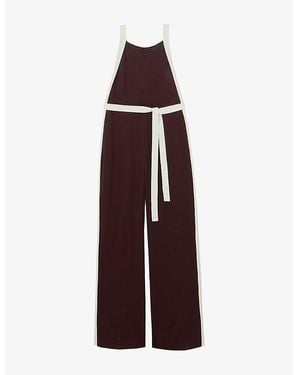 Reiss Salma Colour-Block Woven Jumpsuit - Purple