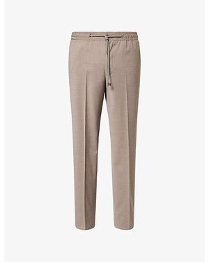 Corneliani Slim-Leg Drawstring Wool Trousers - Natural