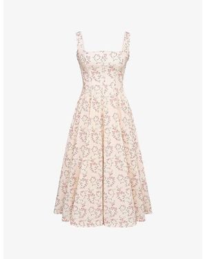 House Of Cb Aiza Floral-Print Stretch-Mesh Maxi Dress in Brown | Lyst