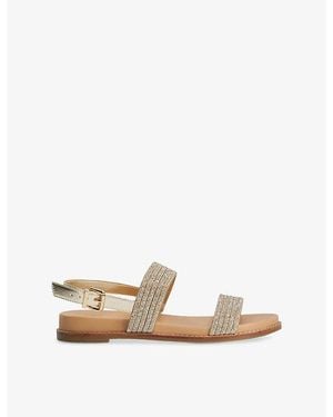 Dune Levia Diamonte Woven Leather Sandals - Natural