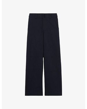 Claudie Pierlot Straight-Leg High-Rise Stretch-Cotton Trousers - Blue