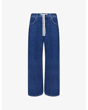 Ro&zo Drawstring-Waist Slim Barrel-Leg Denim Jeans - Blue
