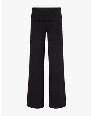 WE Are Tala 365 Rib Folded-Waist Flared Jersey Pants - Black