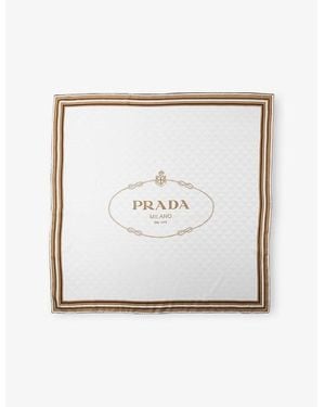 Prada Printed Silk-Twill Scarf - White