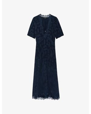 Zadig & Voltaire Redox Jacquard Silk Midi Dress - Blue