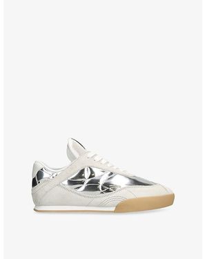 Chloé Chloé Kick Metallic-Leather And Suede Low-Top Trainers - Natural