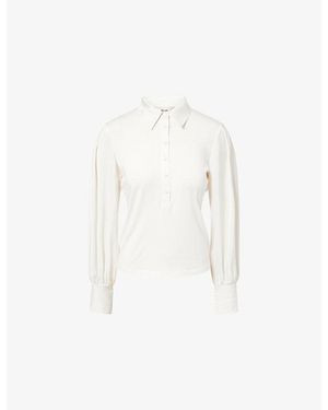 ME+EM Fluid Long-Sleeves Stretch-Woven Blouse - White