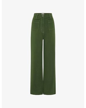 OMNES Orielle Wide-Leg High-Rise Jeans - Green