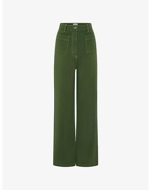 OMNES Orielle Wide-Leg High-Rise Jeans - Green