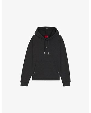 HUGO Branded Relaxed-Fit Cotton-Blend Hoody - Black