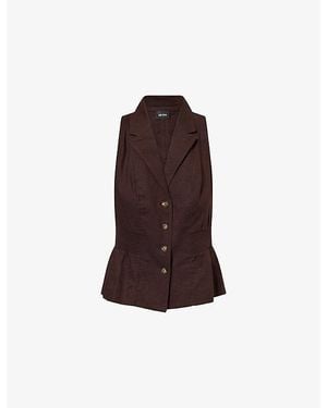ME+EM Cinched-Waist Linen-Blend Waistcoat - Brown
