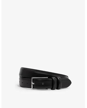Reiss Dante Adjustable Leather Belt - Black