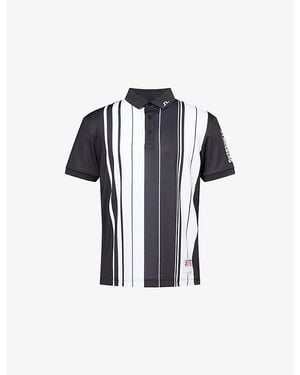 J.Lindeberg 30Y Tour Tech Striped Woven Polo T-Shirt - Blue