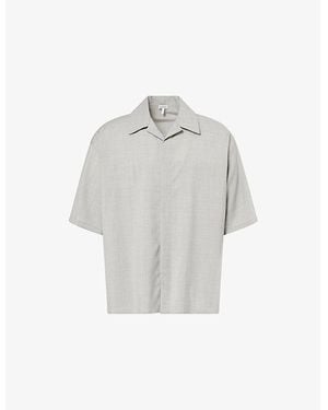 Loewe Monogram Short-Sleeves Short-Sleeve Wool Shirt - Grey