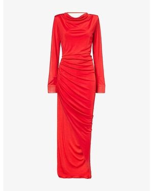 GRACE FAENA Gala Split Jersey Midi Dress - Red