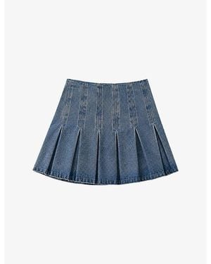 OMNES Echo Pleated Cotton Denim Mini Skirt - Blue