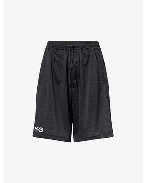 Y-3 Logo-Print Perforated Woven Shorts - Black