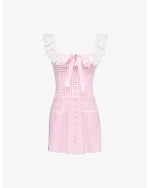 House Of Cb Astra Gingham Stretch-Cotton Mini Dress - Pink