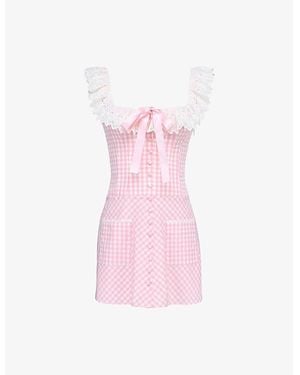 House Of Cb Astra Gingham Stretch-Cotton Mini Dress - Pink