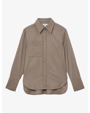 Reiss Adie Patch-Pocket Stretch-Wool Shirt - Grey