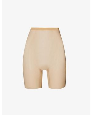 Wolford Semi-Sheer High-Rise Stretch-Tulle Shorts - Natural