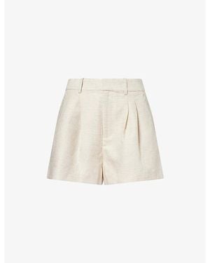 GOOD AMERICAN Pleated High-Rise Linen-Blend Shorts - Natural