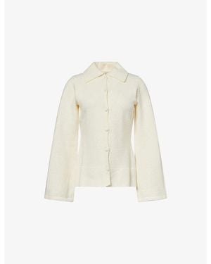 Pretty Lavish Ellice Collared Knitted Cardigan - White