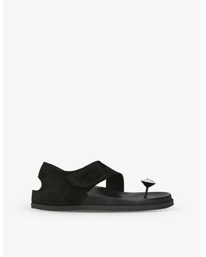 Pedro Garcia Dorleta Crystal-Button Leather Sandals - Black