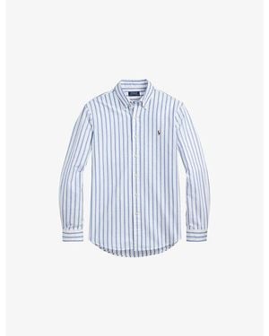 Polo Ralph Lauren The Iconic Oxford Stripe Custom-Fit Cotton Shirt - Blue