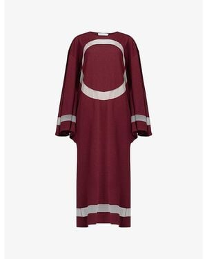 eem Circle-Print Floaty-Sleeve Woven Kaftan - Red