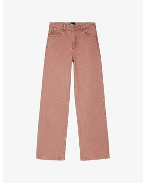The Kooples Faded-Wash Straight-Leg High-Rise Jeans - Pink