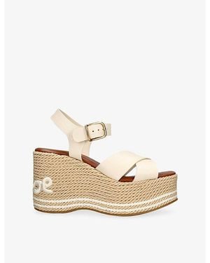 Chloé Sand Wedge Leather Sandals - Natural