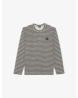 The Kooples Striped Long-Sleeved Cotton-Jersey T-Shirt - Blue