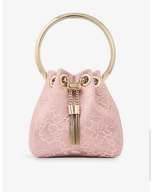 Jimmy Choo Micro Bon Bon Satin And Lace Mini Bucket Bag - Pink
