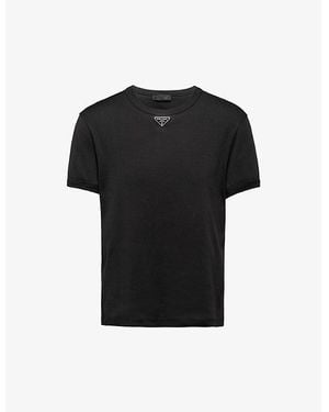 Prada Logo-embossed Cotton T-shirt in White for Men | Lyst UK