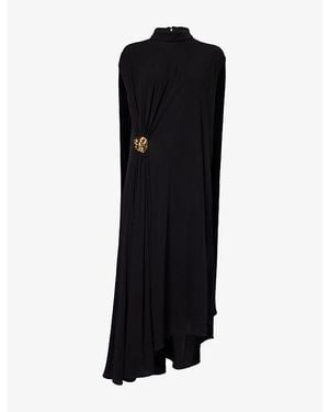 Bottega Veneta Sleeveless Brooch Crepe-Jersey Midi Dress - Black