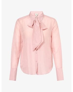 ME+EM Cloud Layering Tie Cotton Silk-Blend Shirt - Pink
