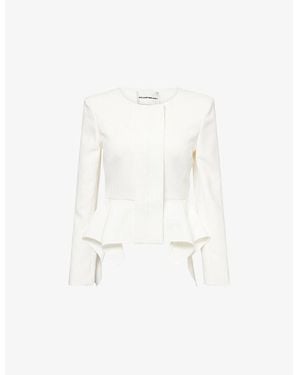 Roland Mouret Peplum Round-Neck Stretch-Woven Jacket - White