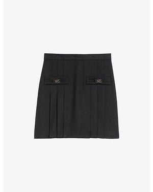 Sandro Rebeca Embellished Wool Mini Skirt - Black