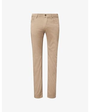 Corneliani Straight-Leg Cotton-Blend Chinos - Natural