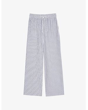 Sandro Striped Drawstring-Waist Cotton Pants - Blue