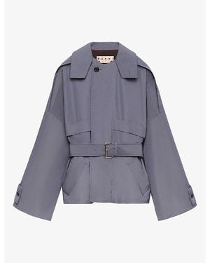 Marni Belted Blouson Trench Coat - Blue