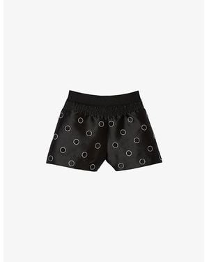 Sandro Rhinestone-Embellished Cut-Out Woven Shorts - Black