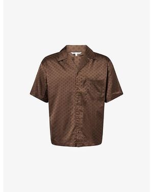 The Couture Club Monogram-Print Jacquard Satin Shirt - Brown