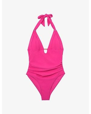 Reiss Nadine Pleat-Detail Swimsuit - Pink