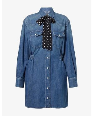 Valentino Abito Scarf-Tie Denim Midi Dress - Blue