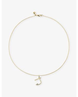 Monica Vinader Initial J 18Ct Vermeil And 0.035Ct Lab-Grown Diamond Pendant Necklace - White
