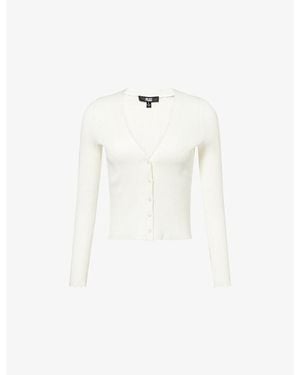 PAIGE Crimson Stretch-Rib Knitted Cardigan - White