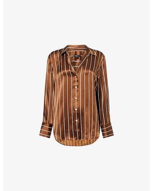 Rails Dorian Striped Silk Shirt - Brown