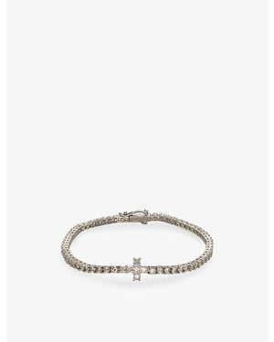 Gld Cross 14Ct Plated And Cubic Zirconia Tennis Bracelet - Metallic
